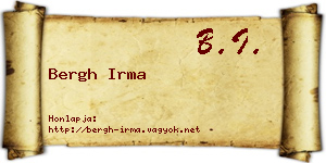 Bergh Irma névjegykártya